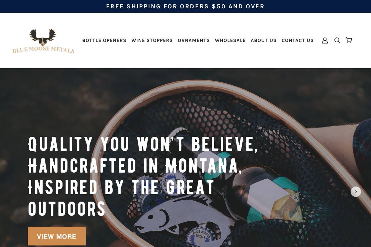 bluemoosemetals.com homepage screenshot