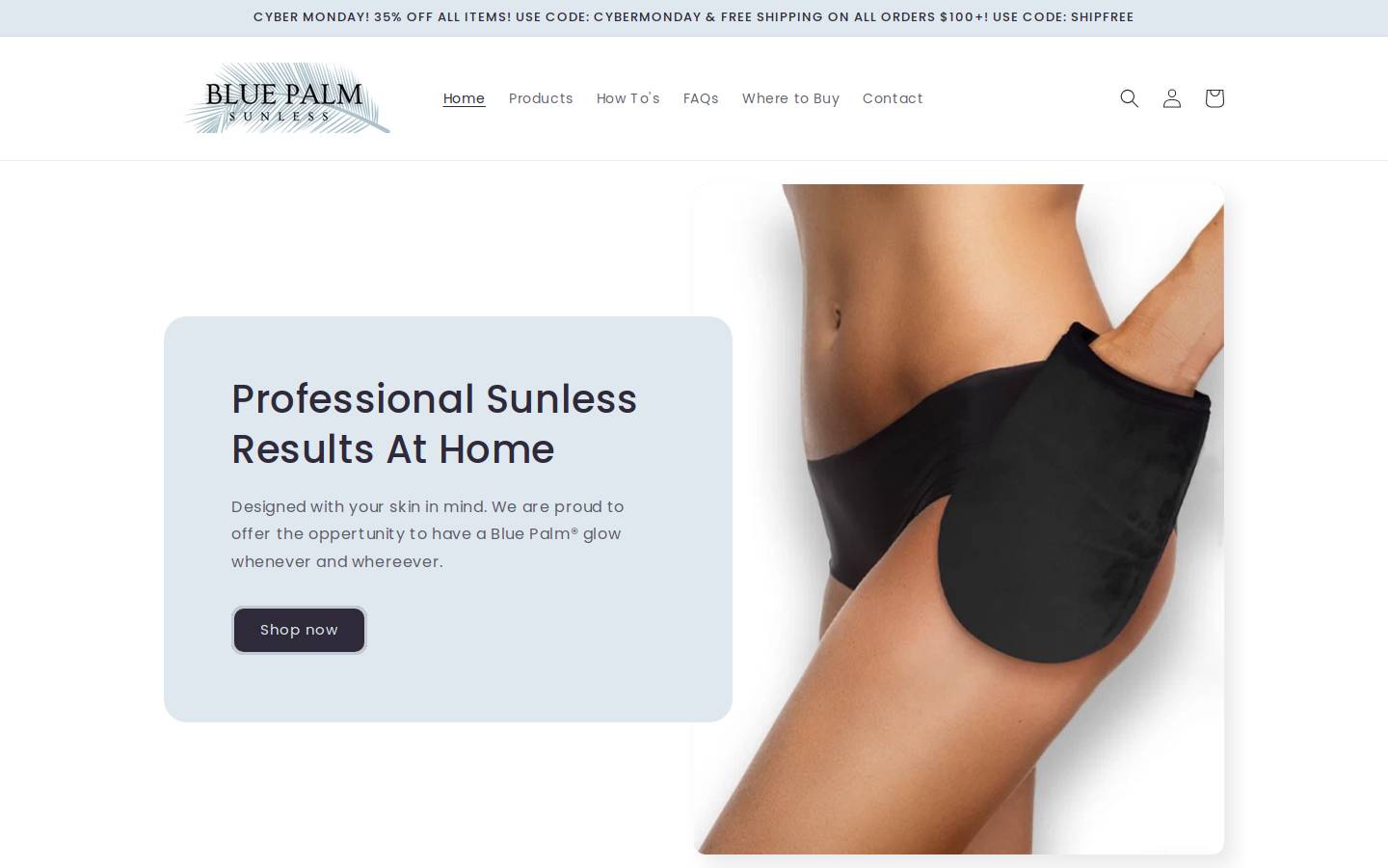 bluepalmsunless.com homepage screenshot