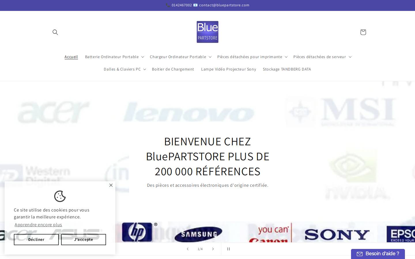 Bluepartstore homepage screenshot