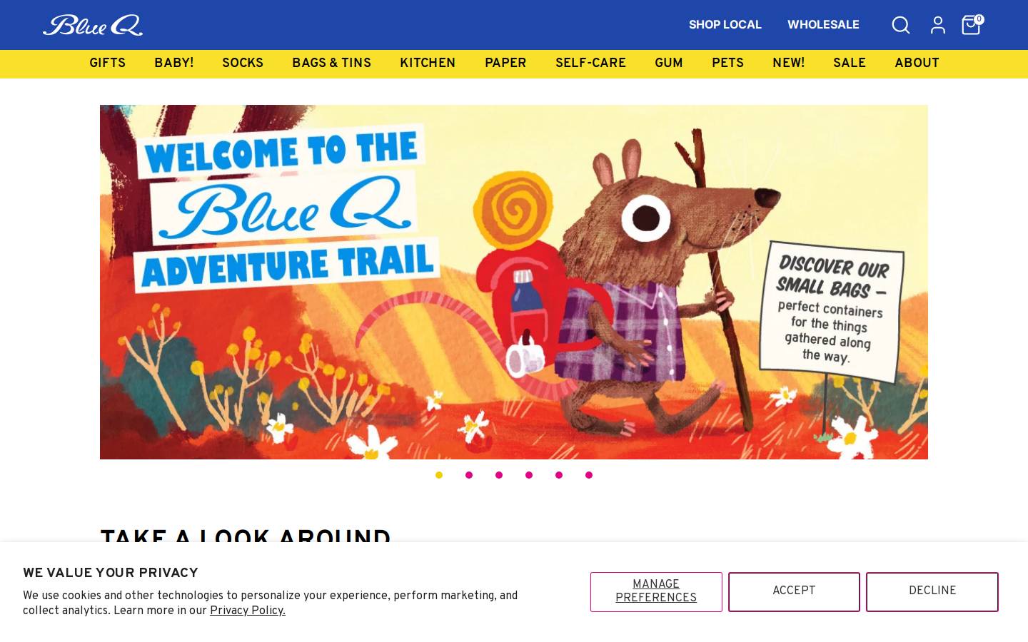 Blue Q homepage screenshot