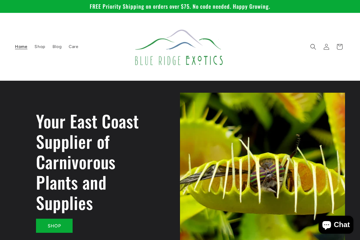 Blue Ridge Exotics homepage screenshot