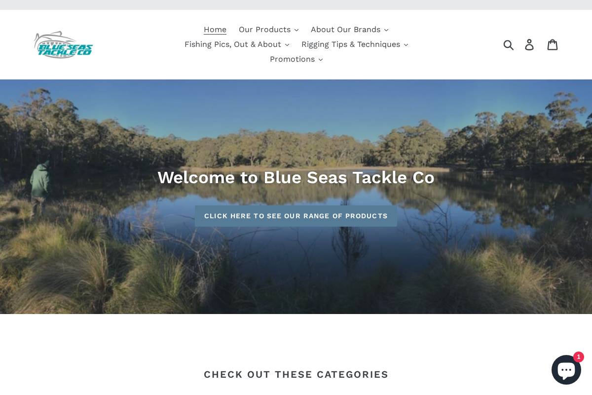 blueseastackleco.com.au homepage screenshot