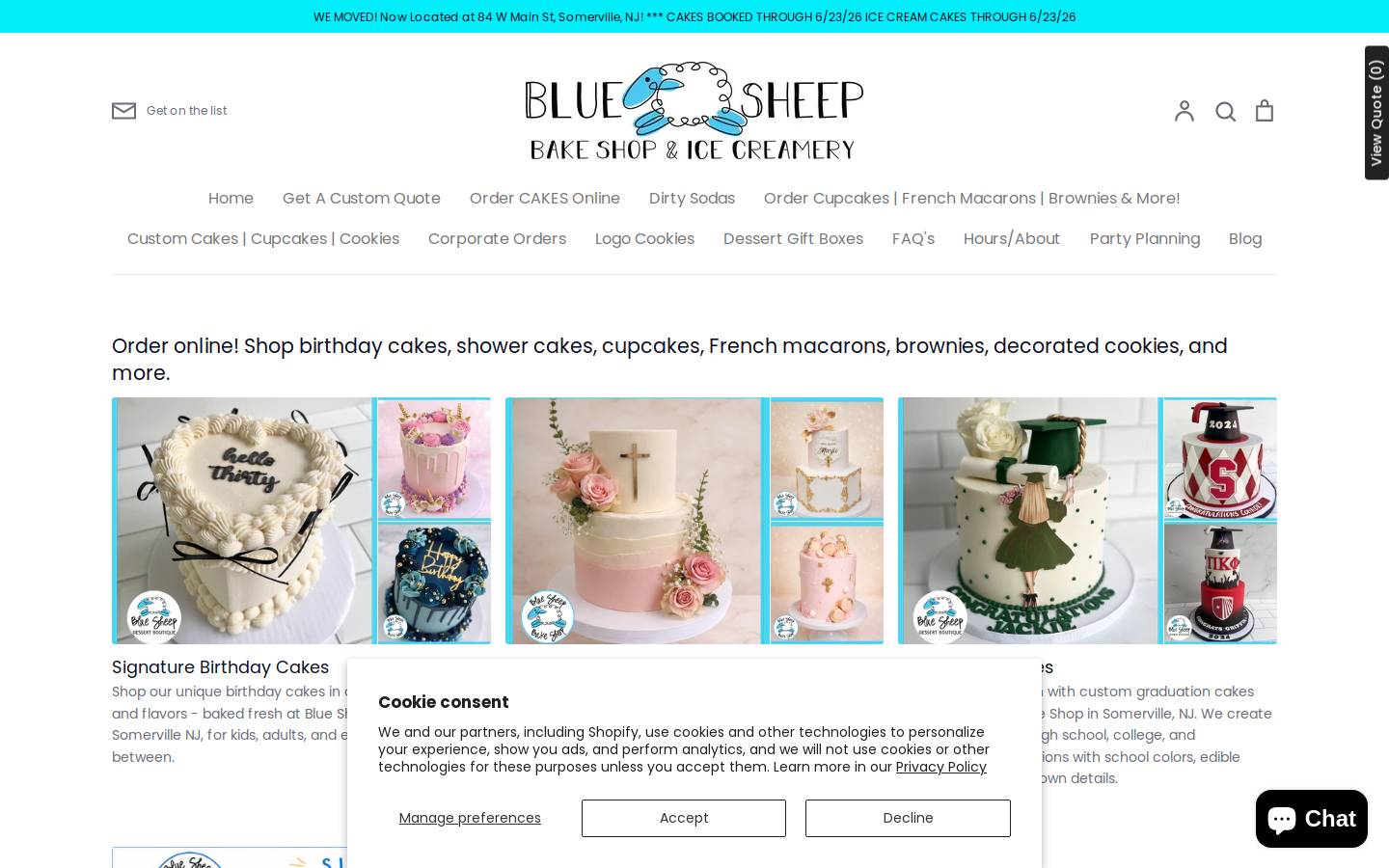 bluesheepbakeshop.com homepage screenshot