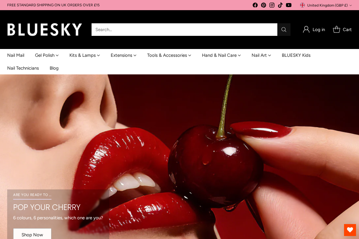 Bluesky Cosmetics homepage screenshot