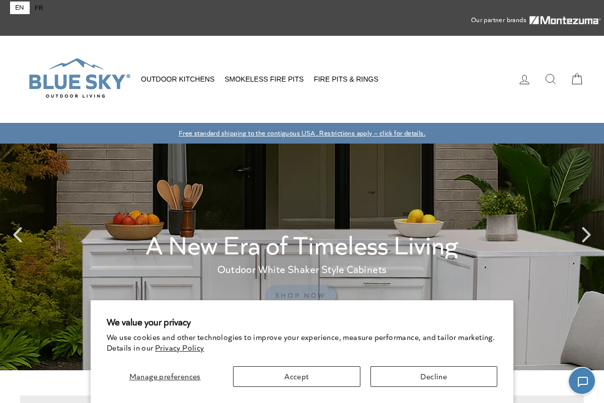 blueskyoutdoorliving.com homepage screenshot