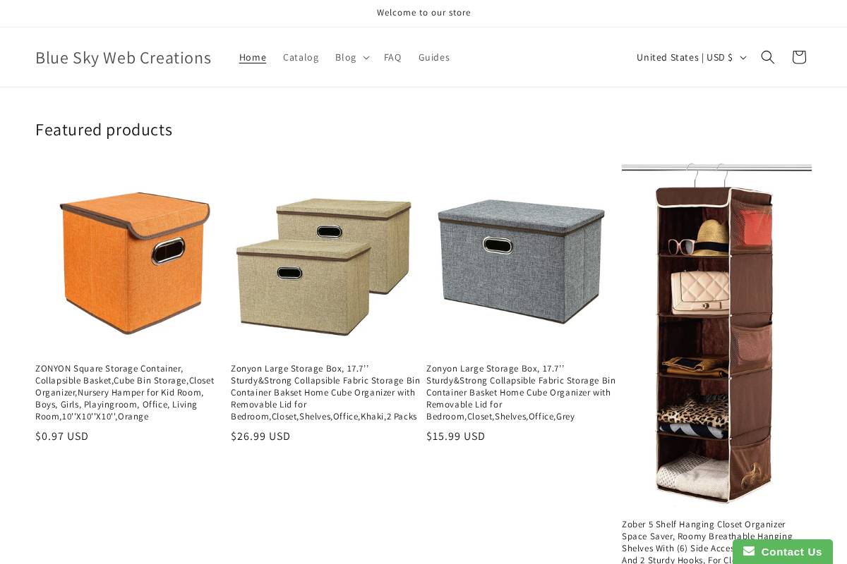 blueskywebcreations.com homepage screenshot