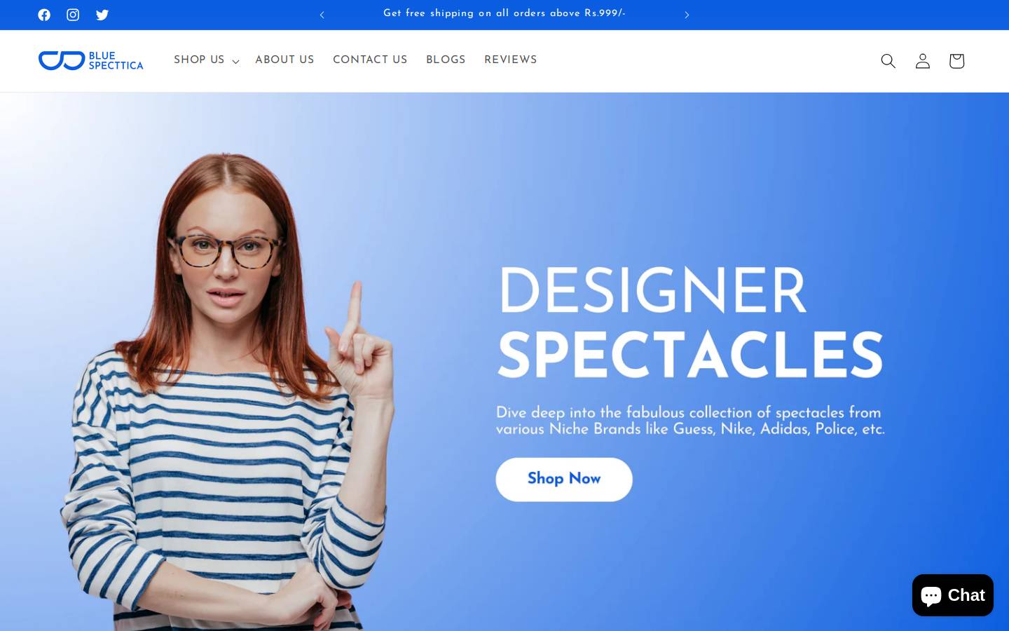 bluespecttica.com homepage screenshot