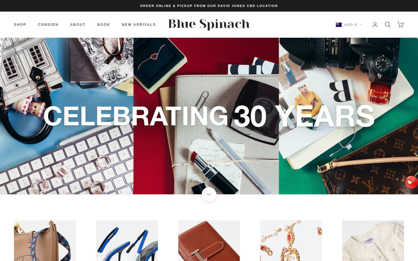 bluespinach.com.au homepage screenshot