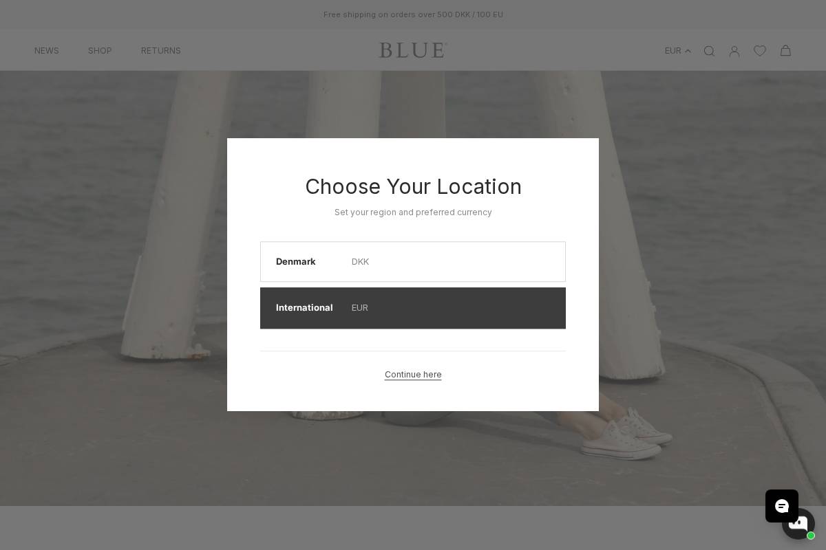 Blue Sportswear homepage screenshot