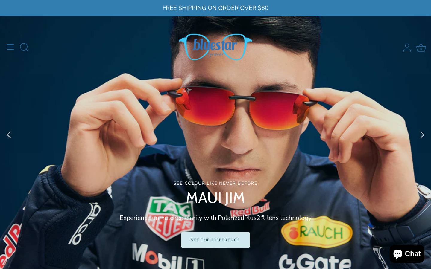 bluestareyewear.com.au homepage screenshot