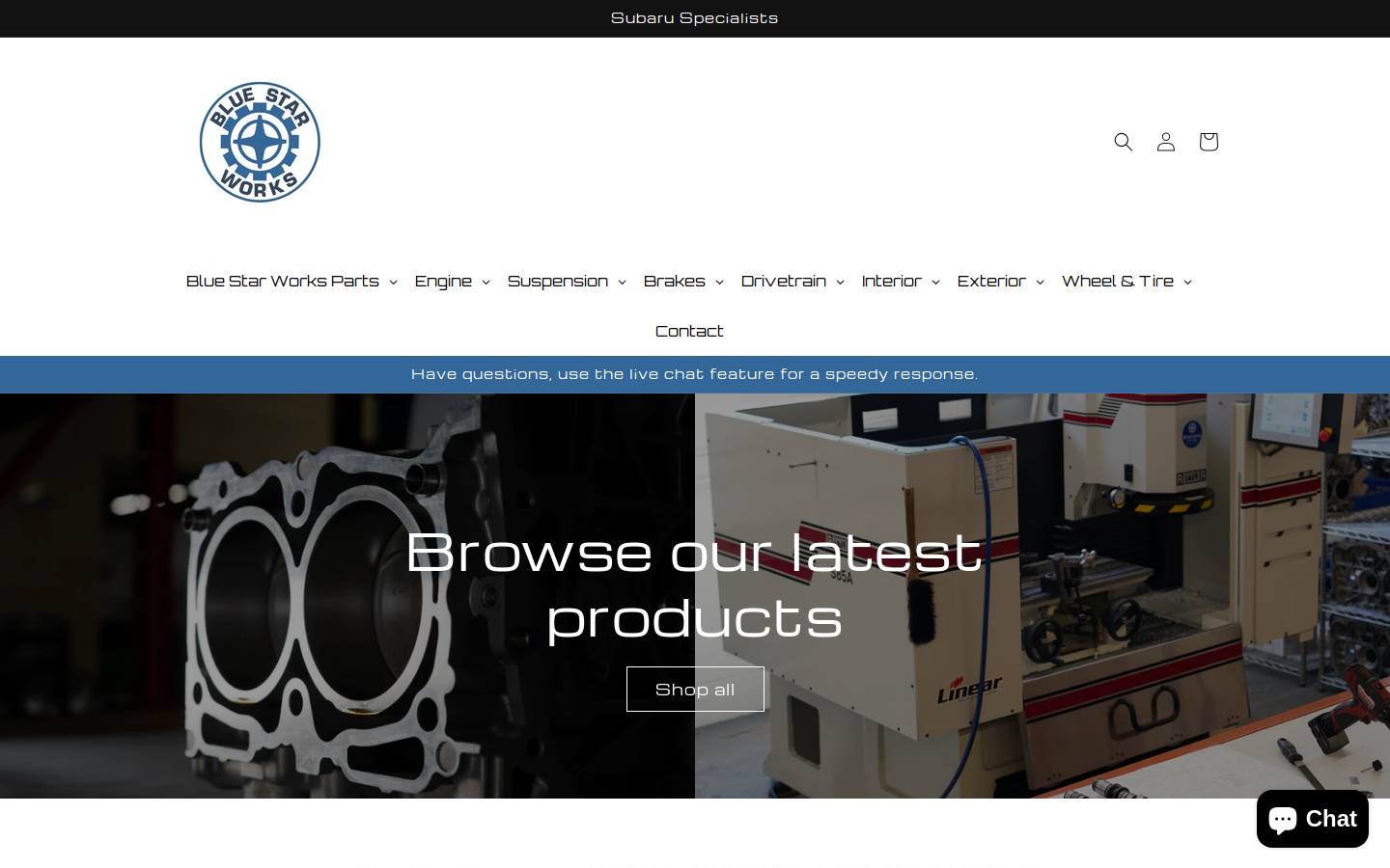 bluestarsubieengines.com homepage screenshot