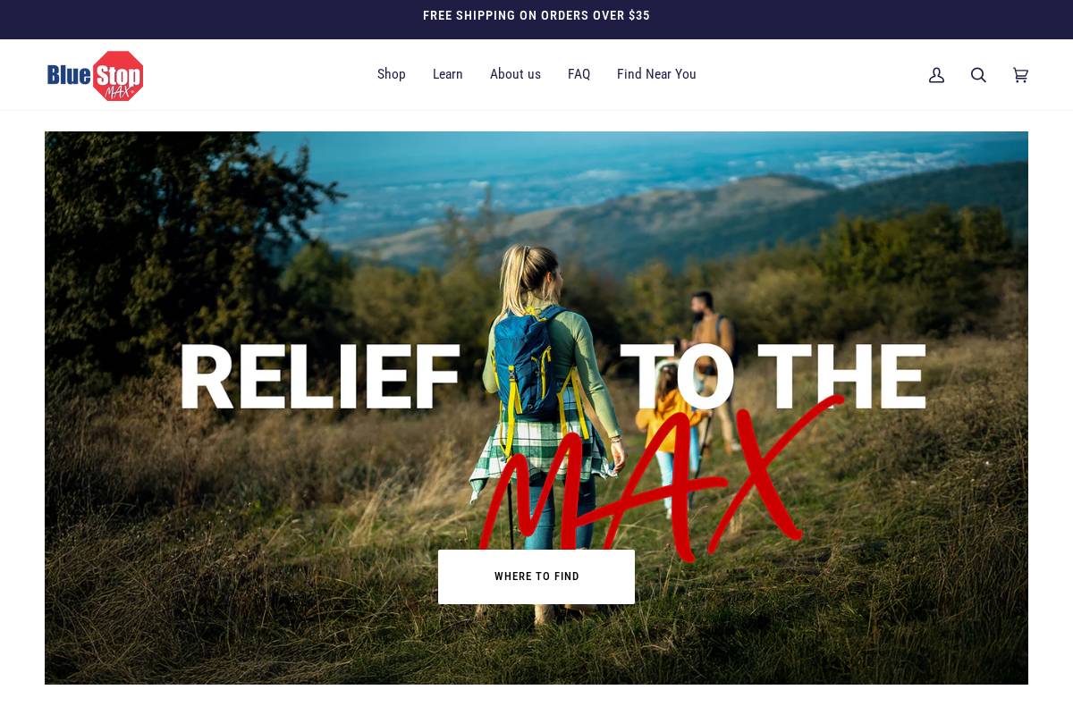 bluestopmax.com homepage screenshot
