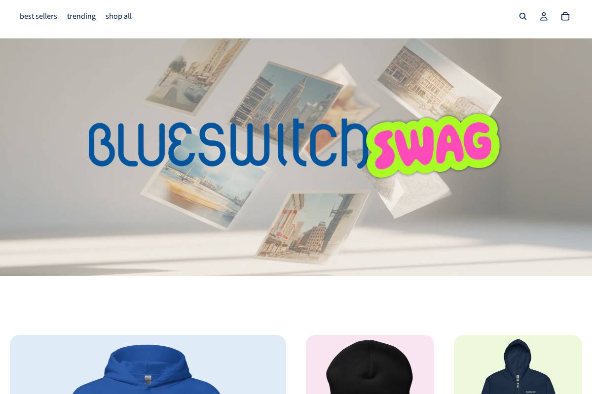 blueswitchswag.com homepage screenshot