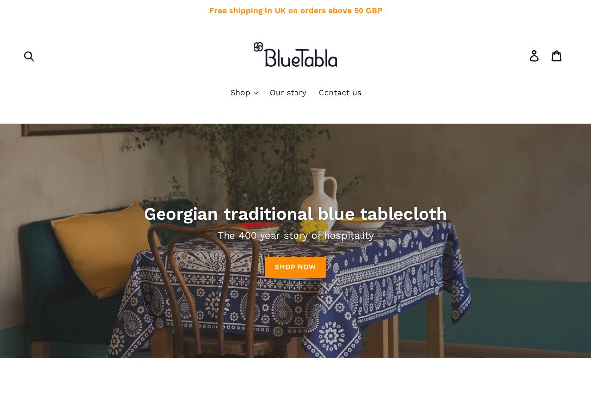 BlueTabla homepage screenshot