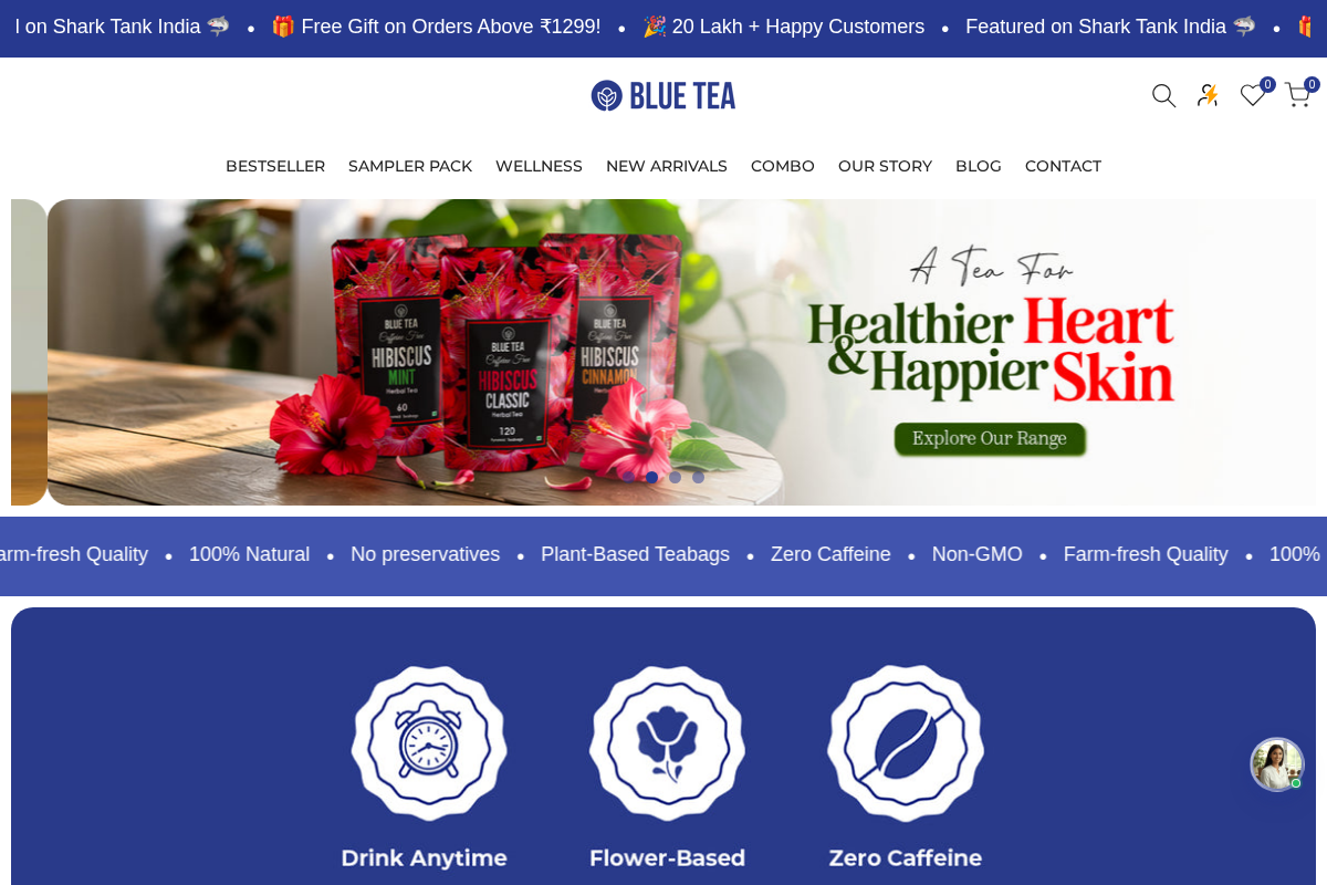 Blue Tea | Health in Every Sip | As Seen on Shark Tank homepage screenshot