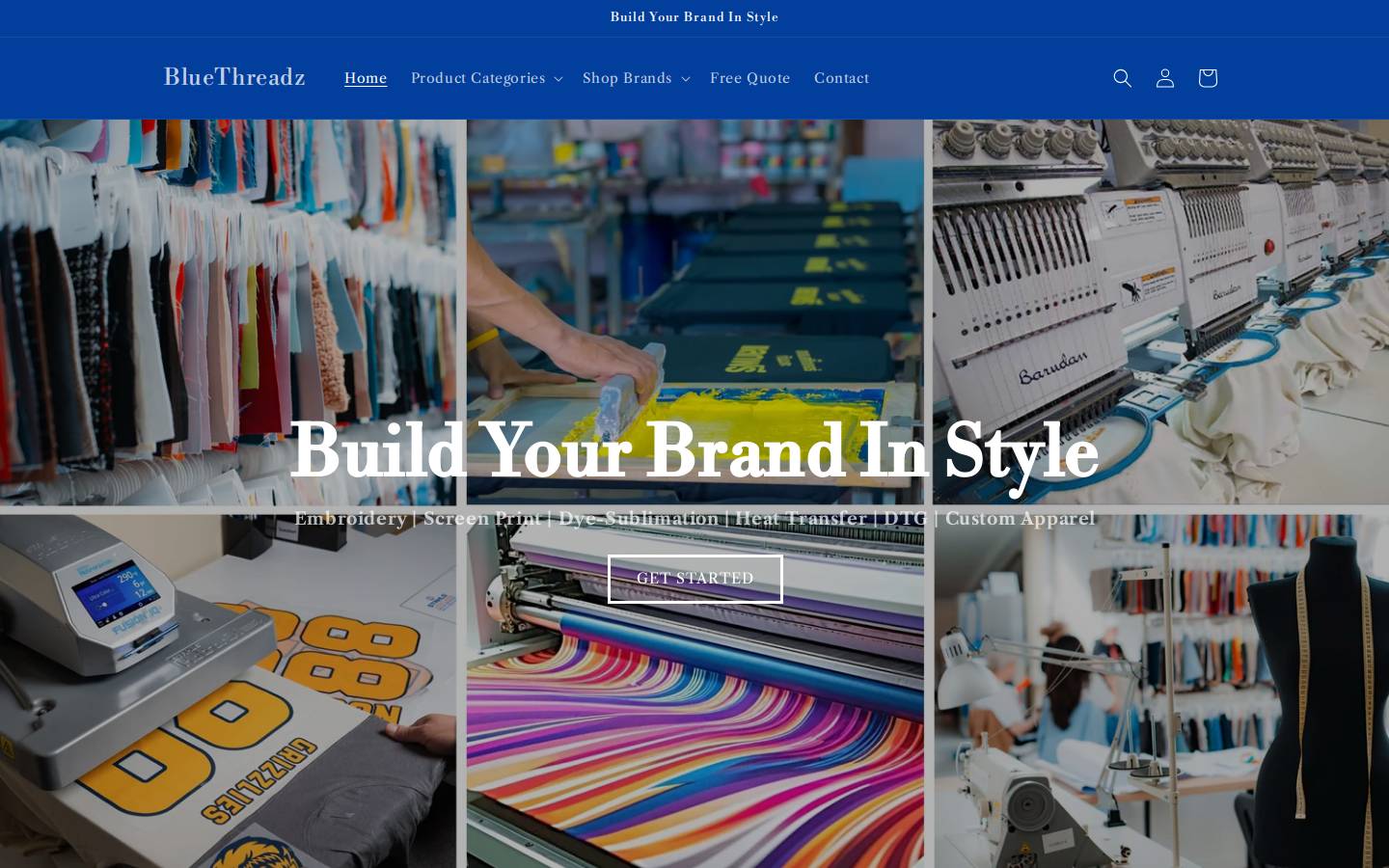 bluethreadz.com homepage screenshot