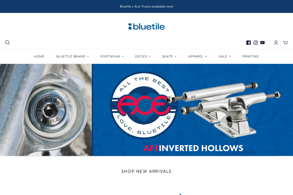 BlueTile Skate Boards homepage screenshot