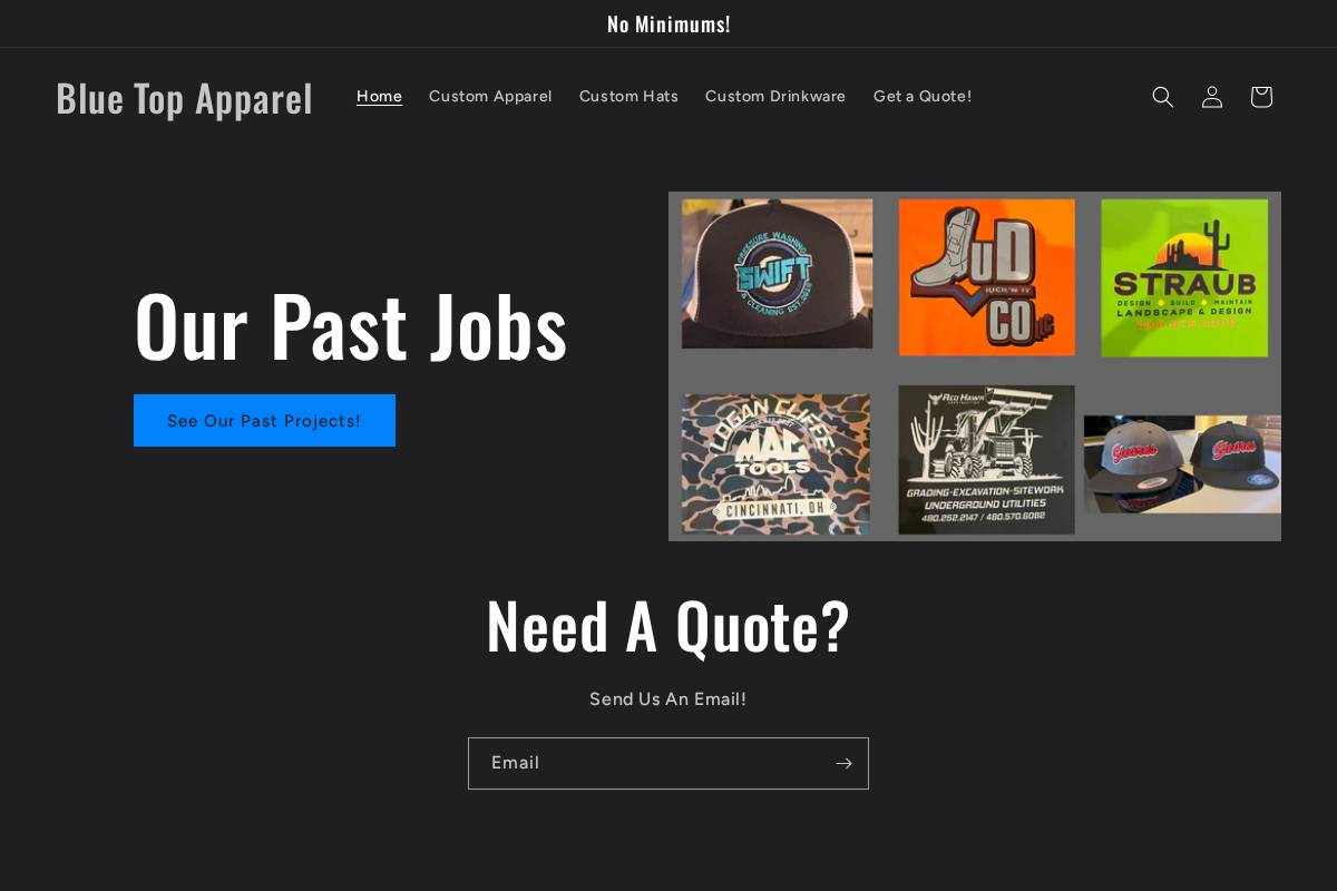 bluetopapparelco.com homepage screenshot