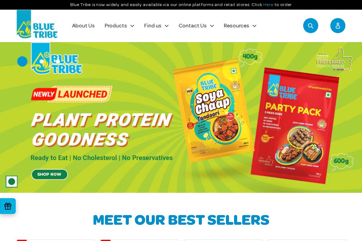 bluetribefoods.com homepage screenshot