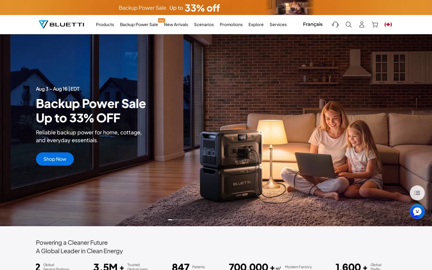 Bluettipower homepage screenshot
