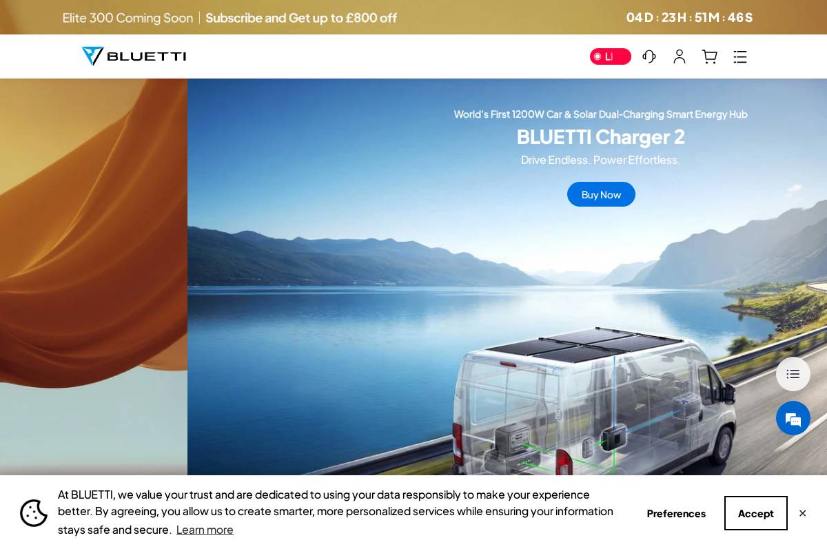 Bluetti United Kingdom homepage screenshot
