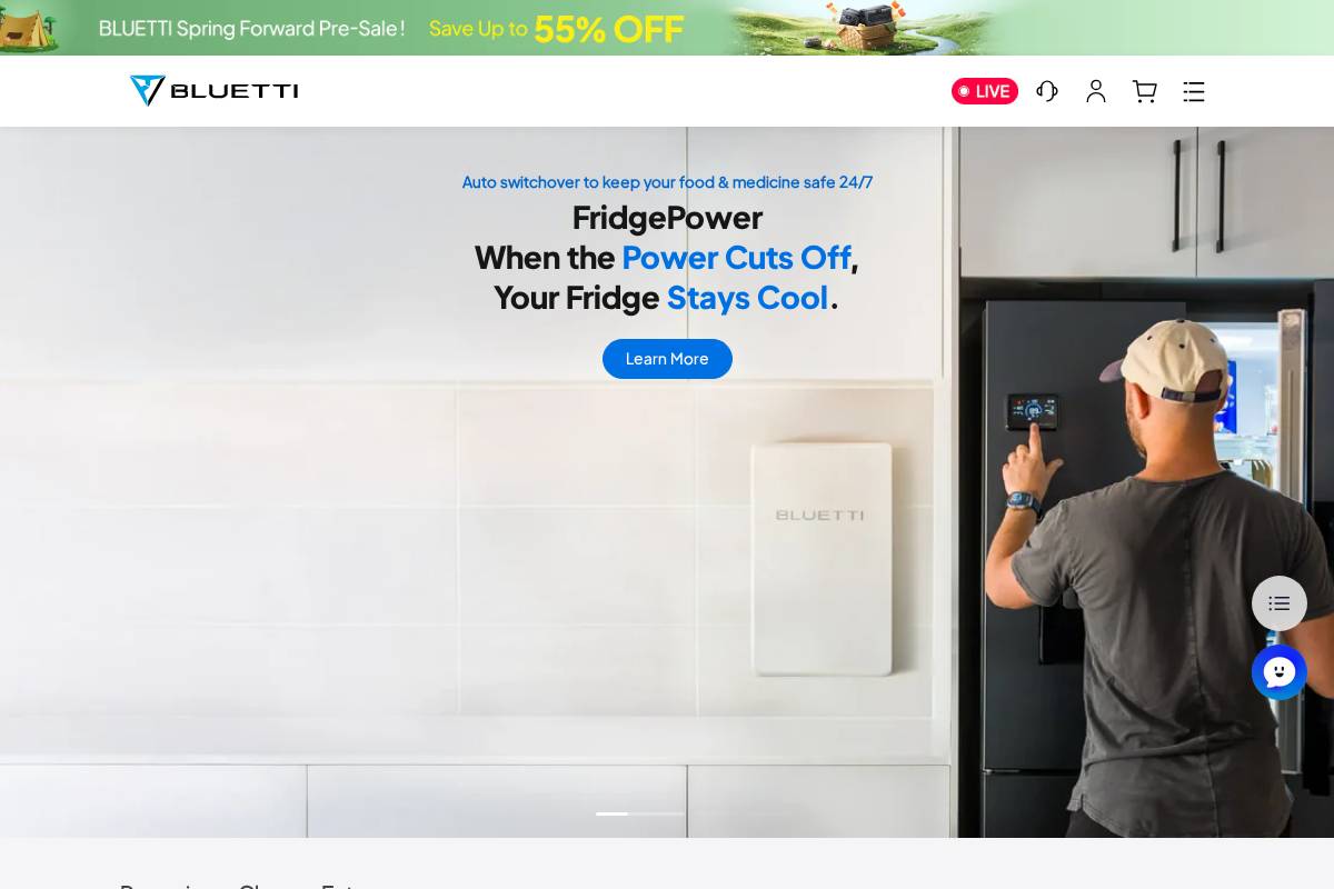 BLUETTI US homepage screenshot