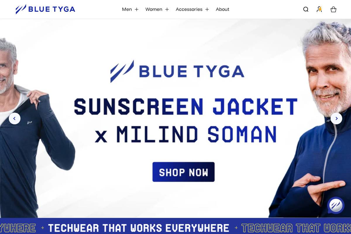 Blue Tyga homepage screenshot