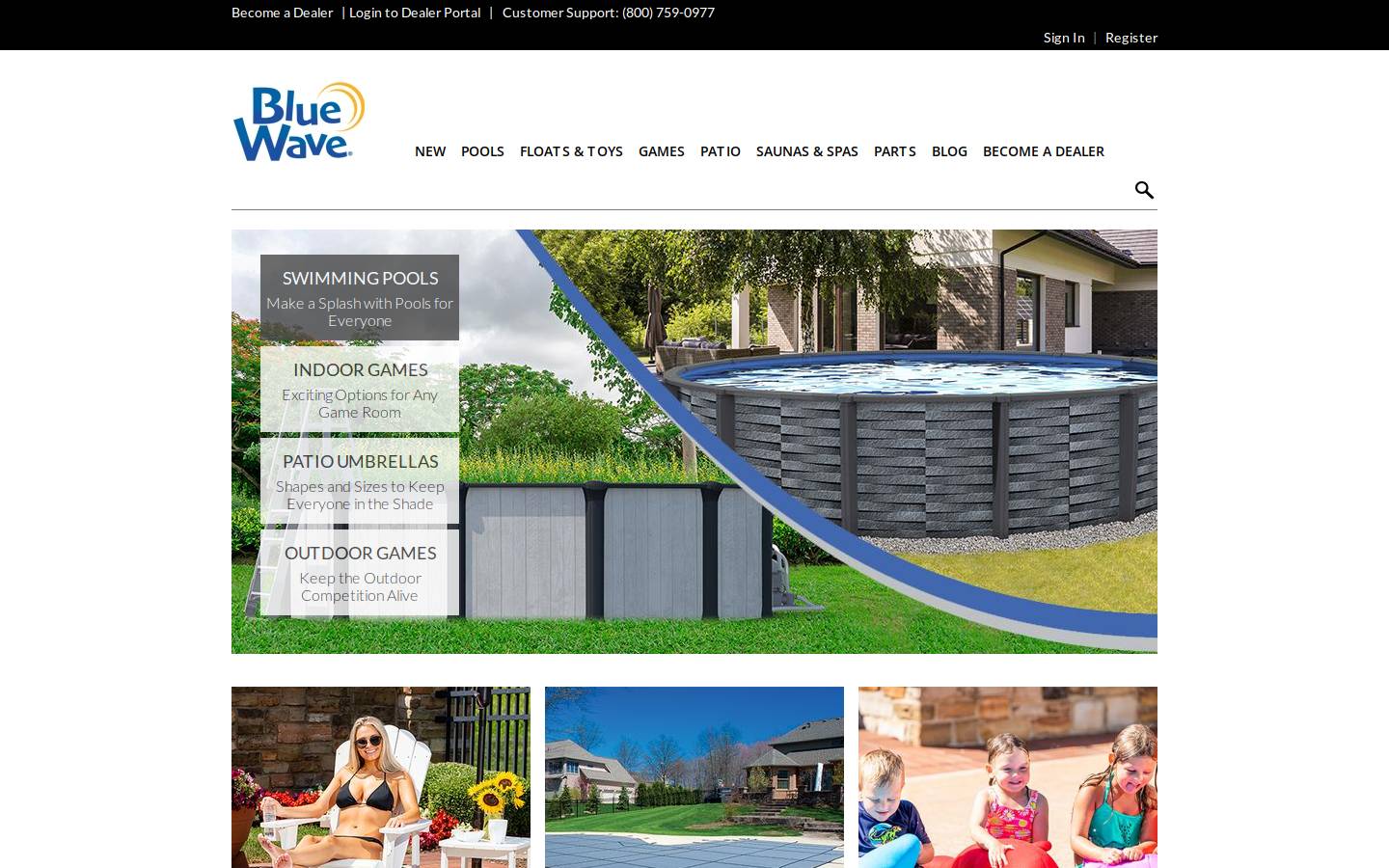 bluewaveproducts.com homepage screenshot