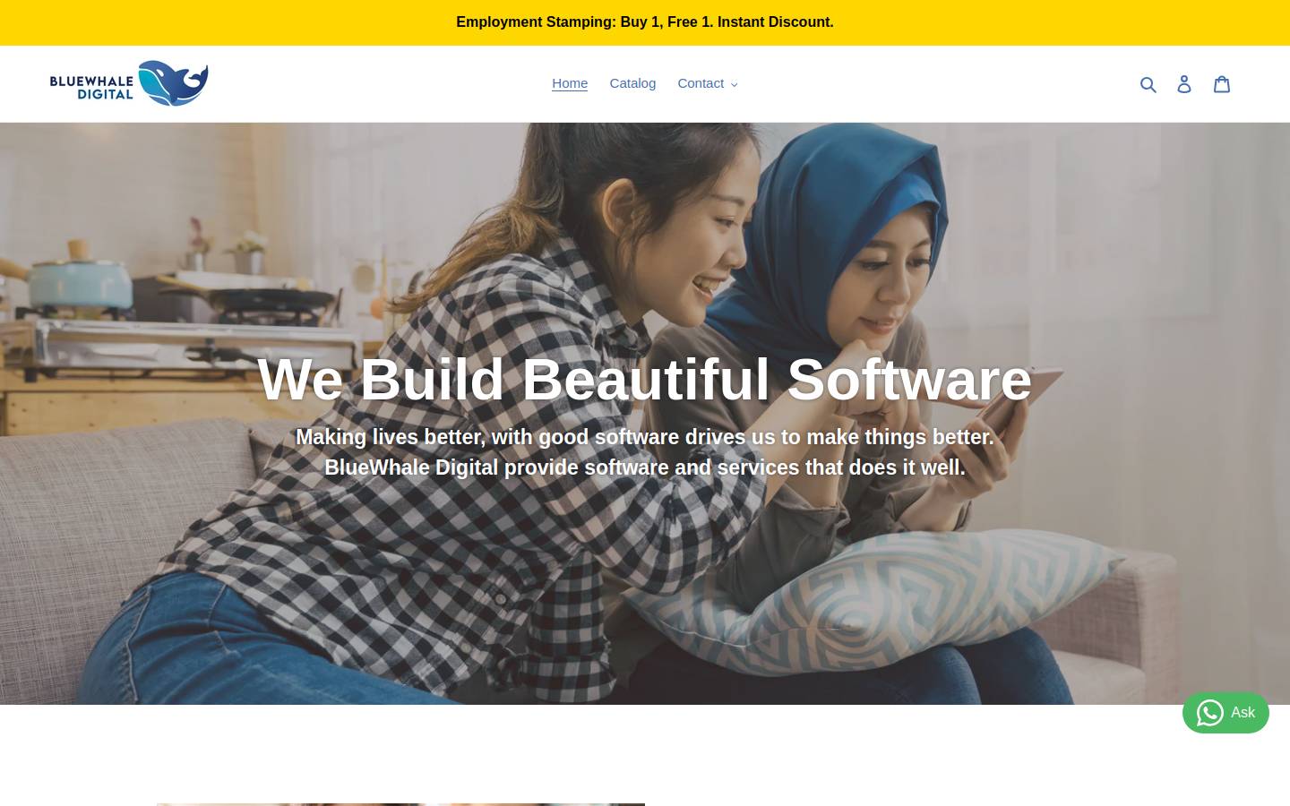 Bluewhale homepage screenshot