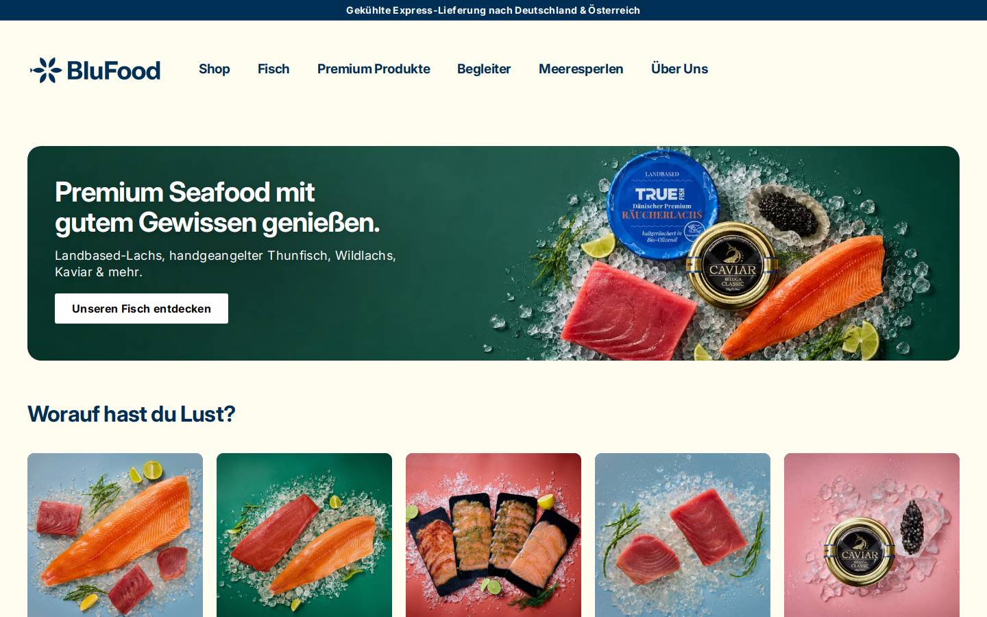Blufood homepage screenshot