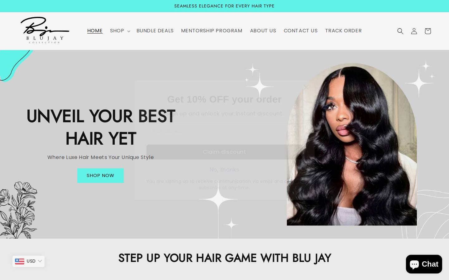 blujayhair.com homepage screenshot