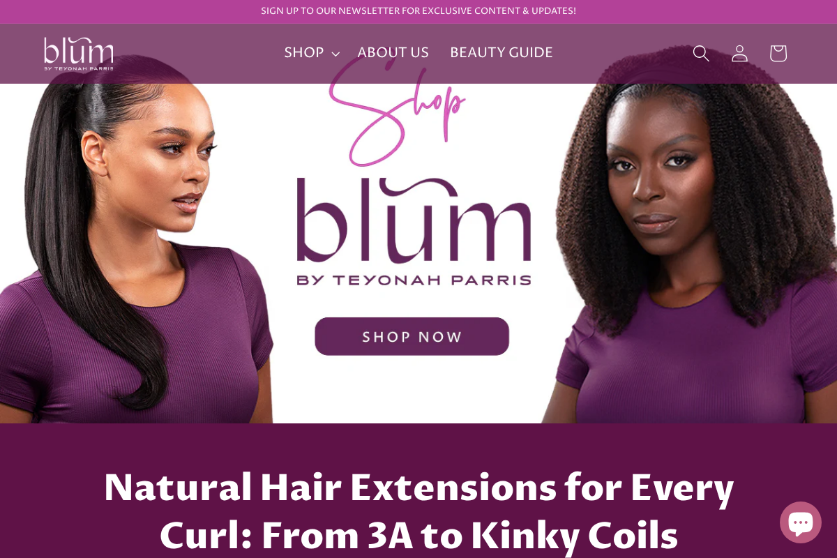 blūm by Teyonah Parris homepage screenshot