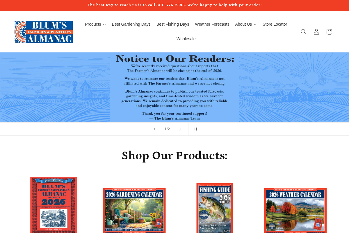 blumsalmanac.com homepage screenshot