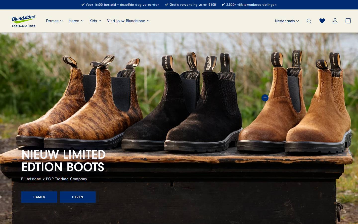 Blundstone Benelux homepage screenshot