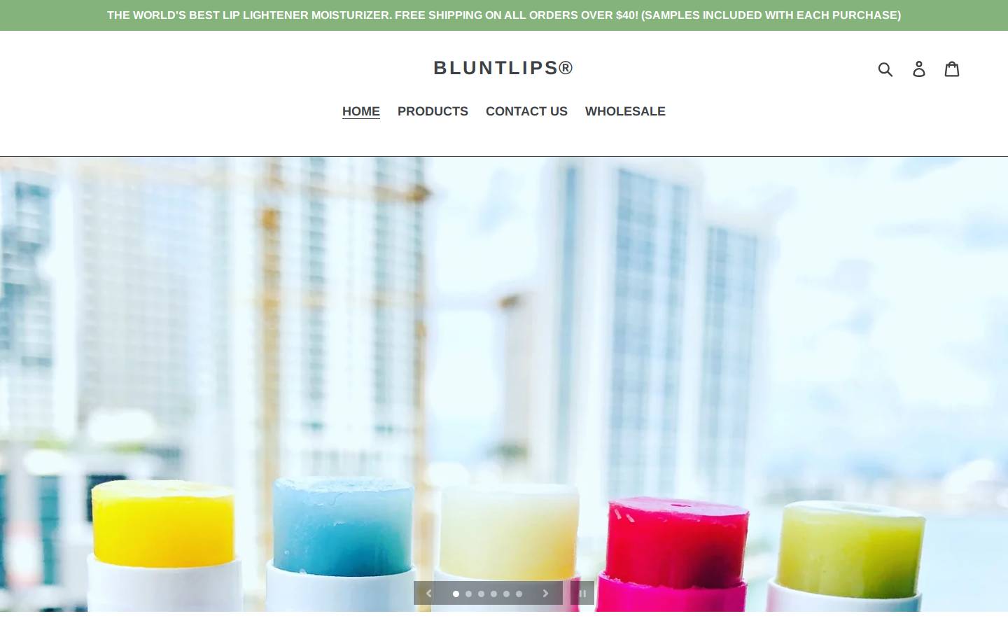 bluntlipsbalm.com homepage screenshot