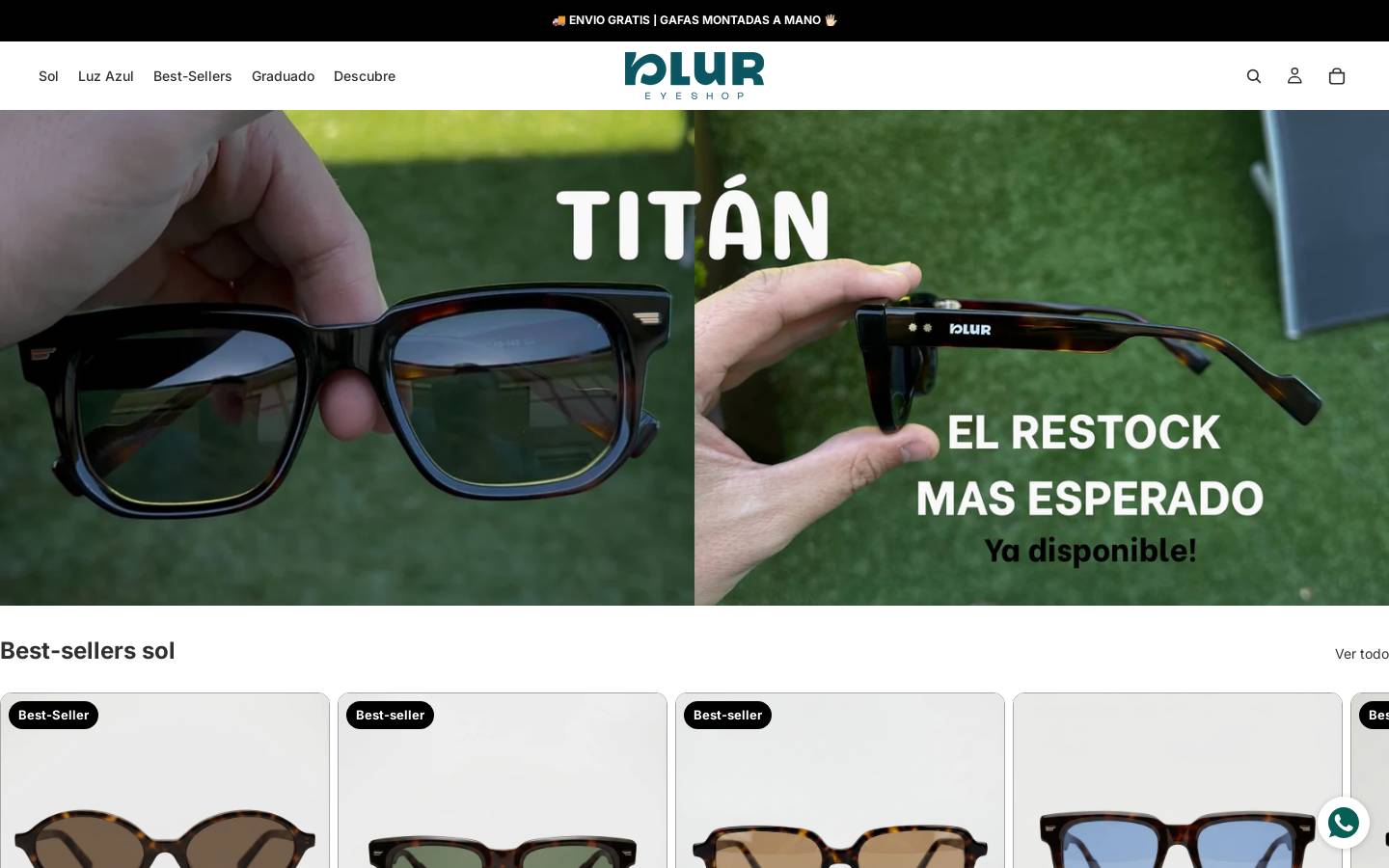 Blur eyeshop homepage screenshot