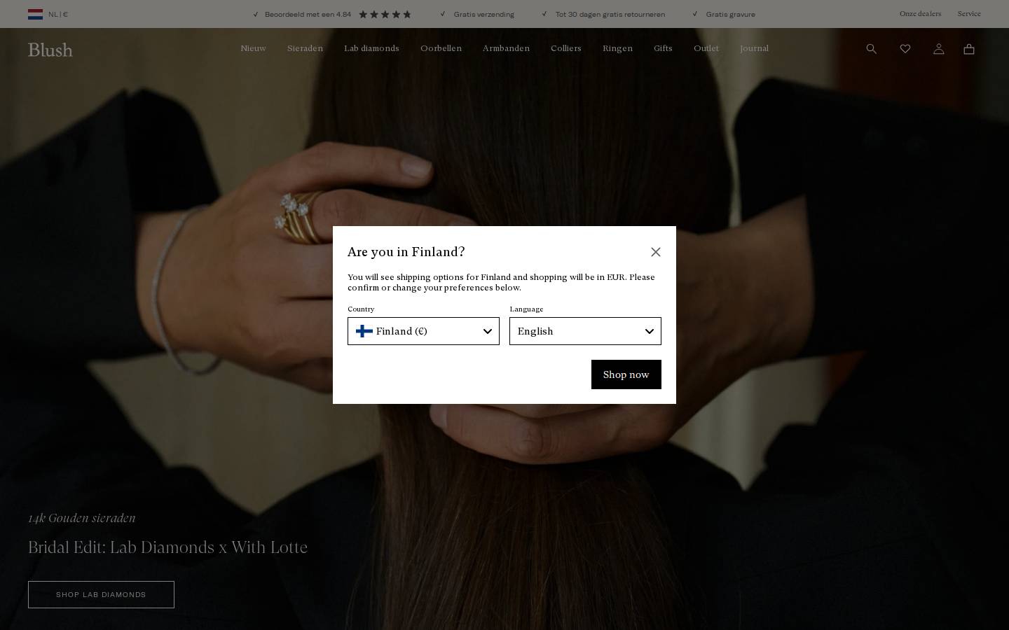 Blush Jewels homepage screenshot
