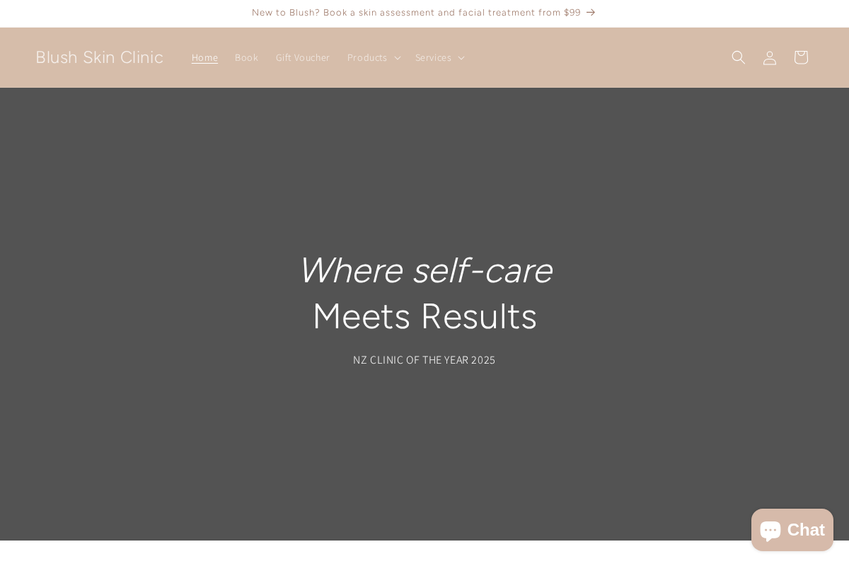 Blush Skin Clinic homepage screenshot