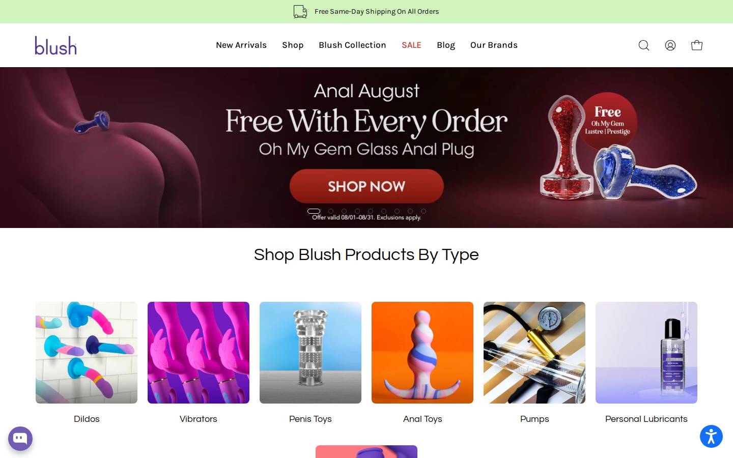 blushvibe.com homepage screenshot