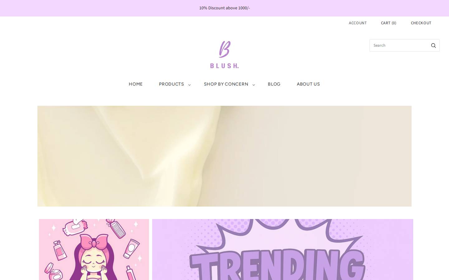 blushyourskin.com homepage screenshot