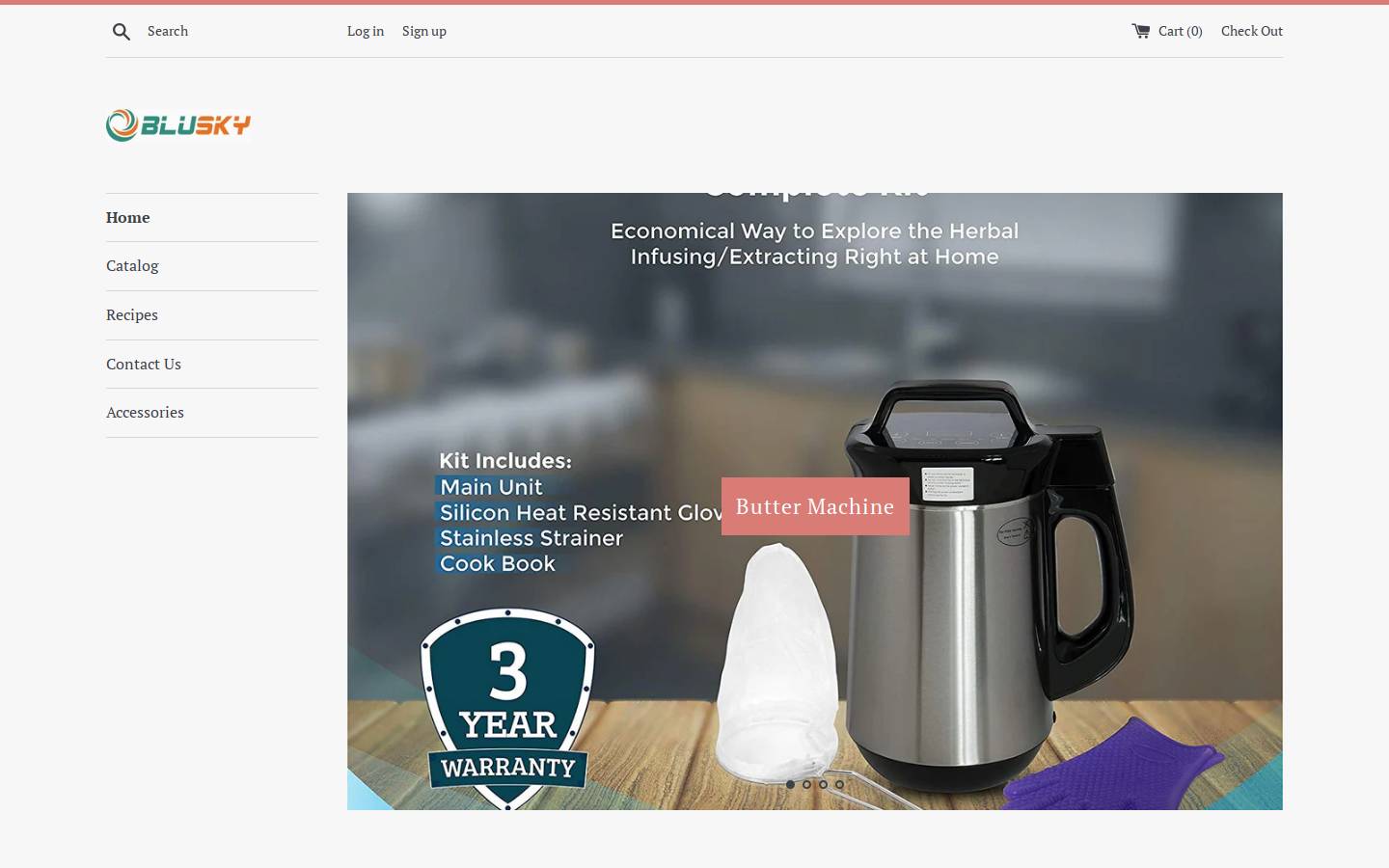 bluskylife.com homepage screenshot