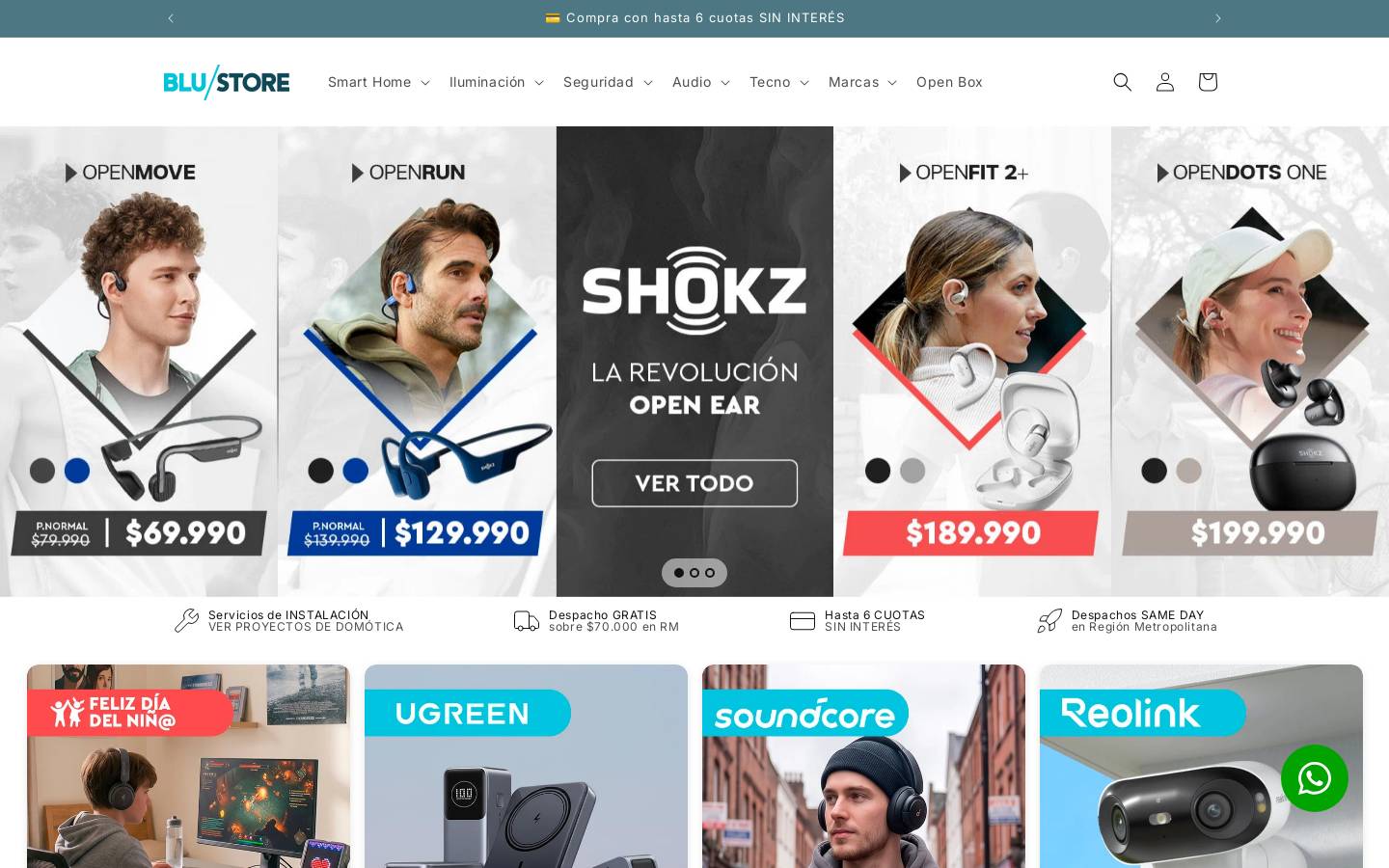 blustore.cl homepage screenshot