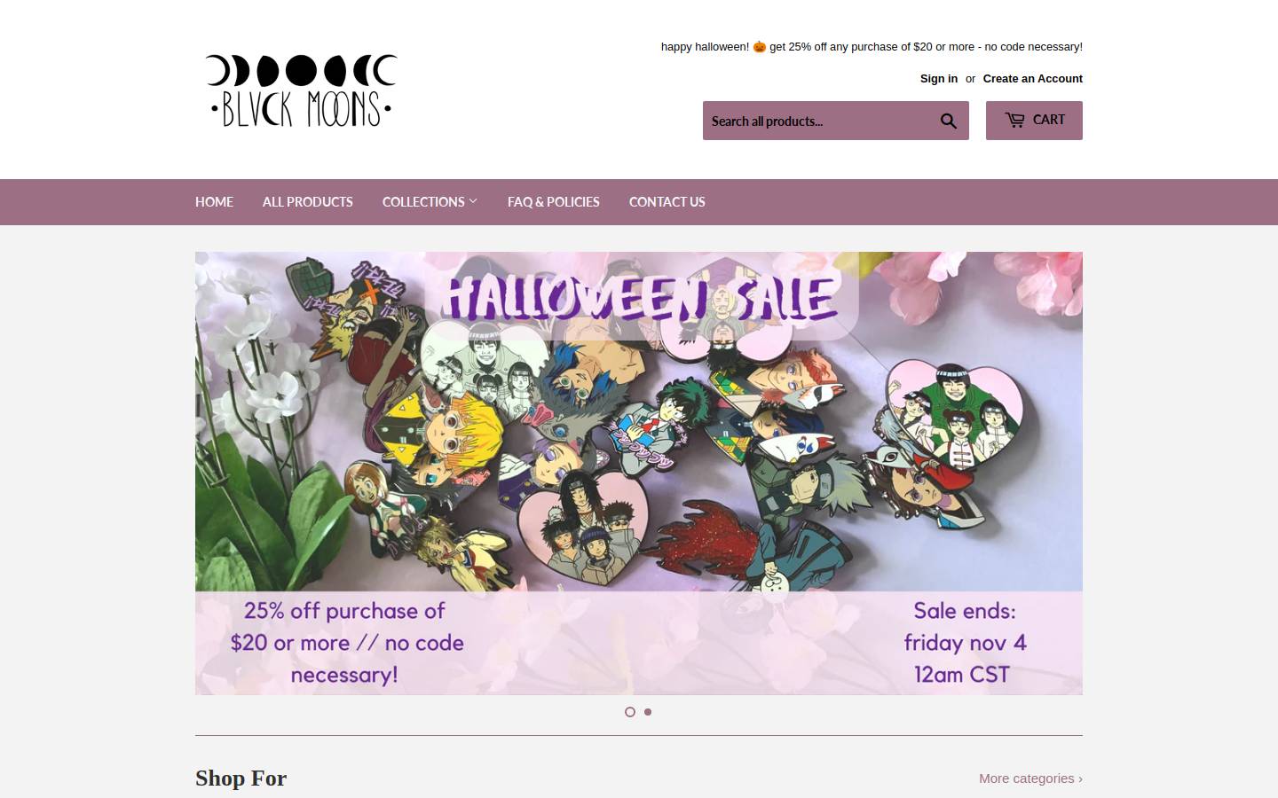 blvckmoons.com homepage screenshot