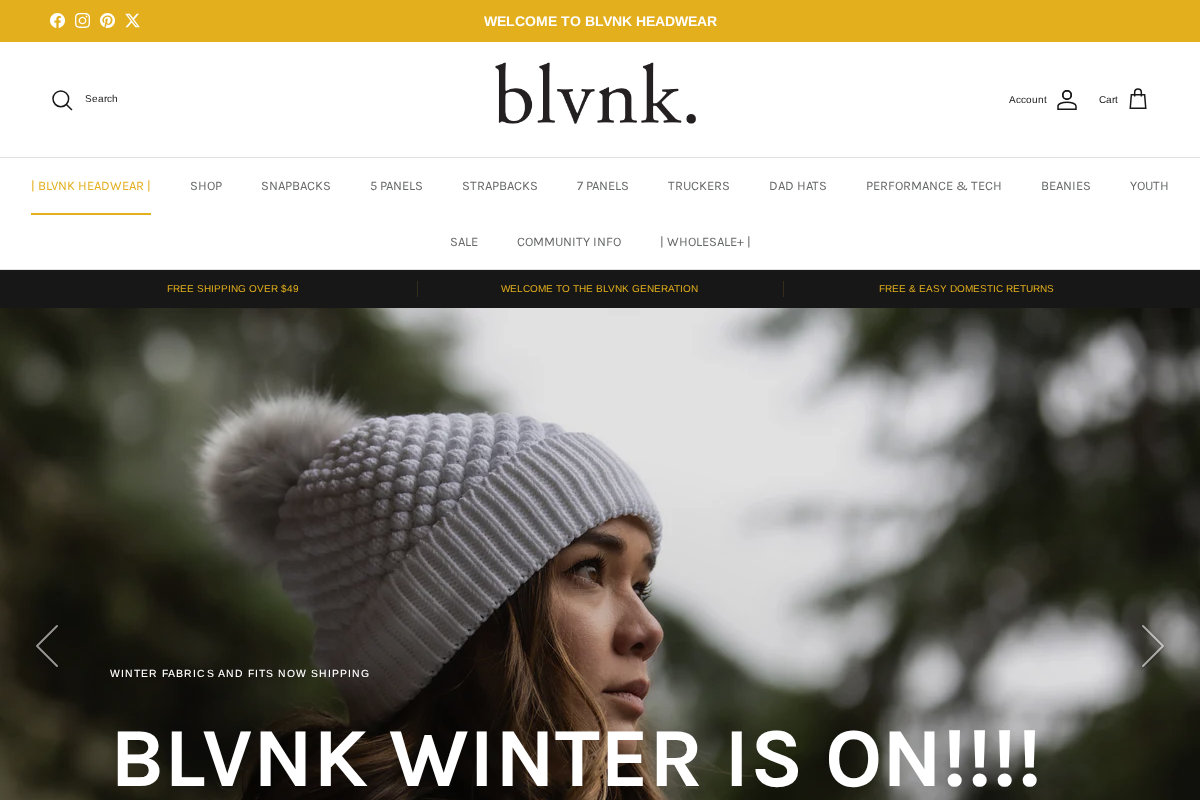 Blvnk Headwear homepage screenshot