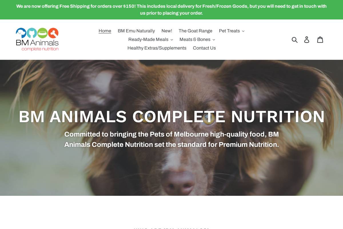 bmanimalscompletenutrition.net homepage screenshot