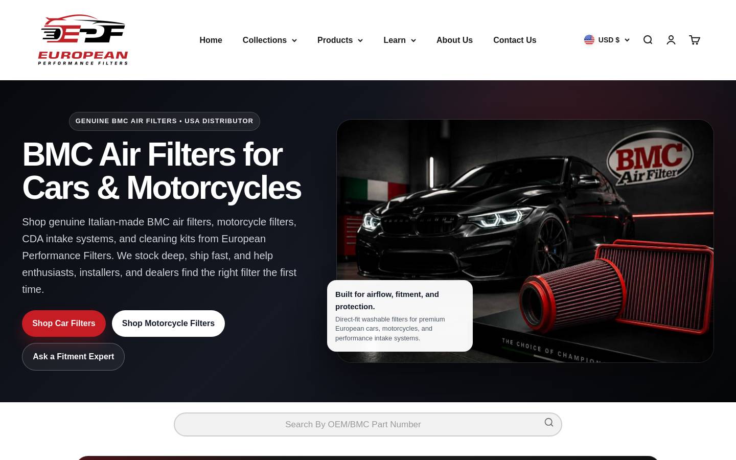 bmcfilters.com homepage screenshot