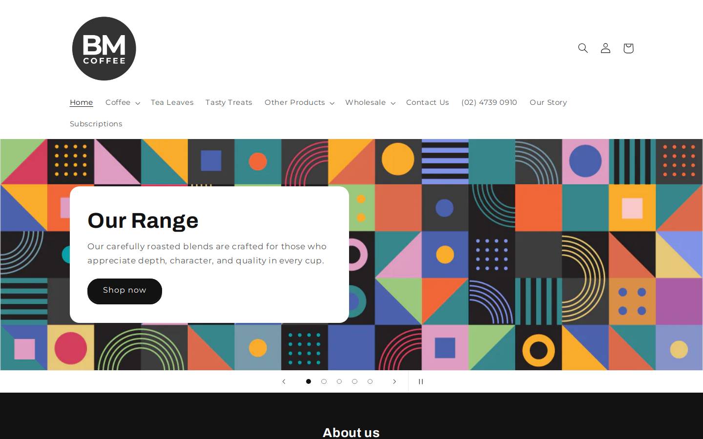 bmcoffee.com.au homepage screenshot
