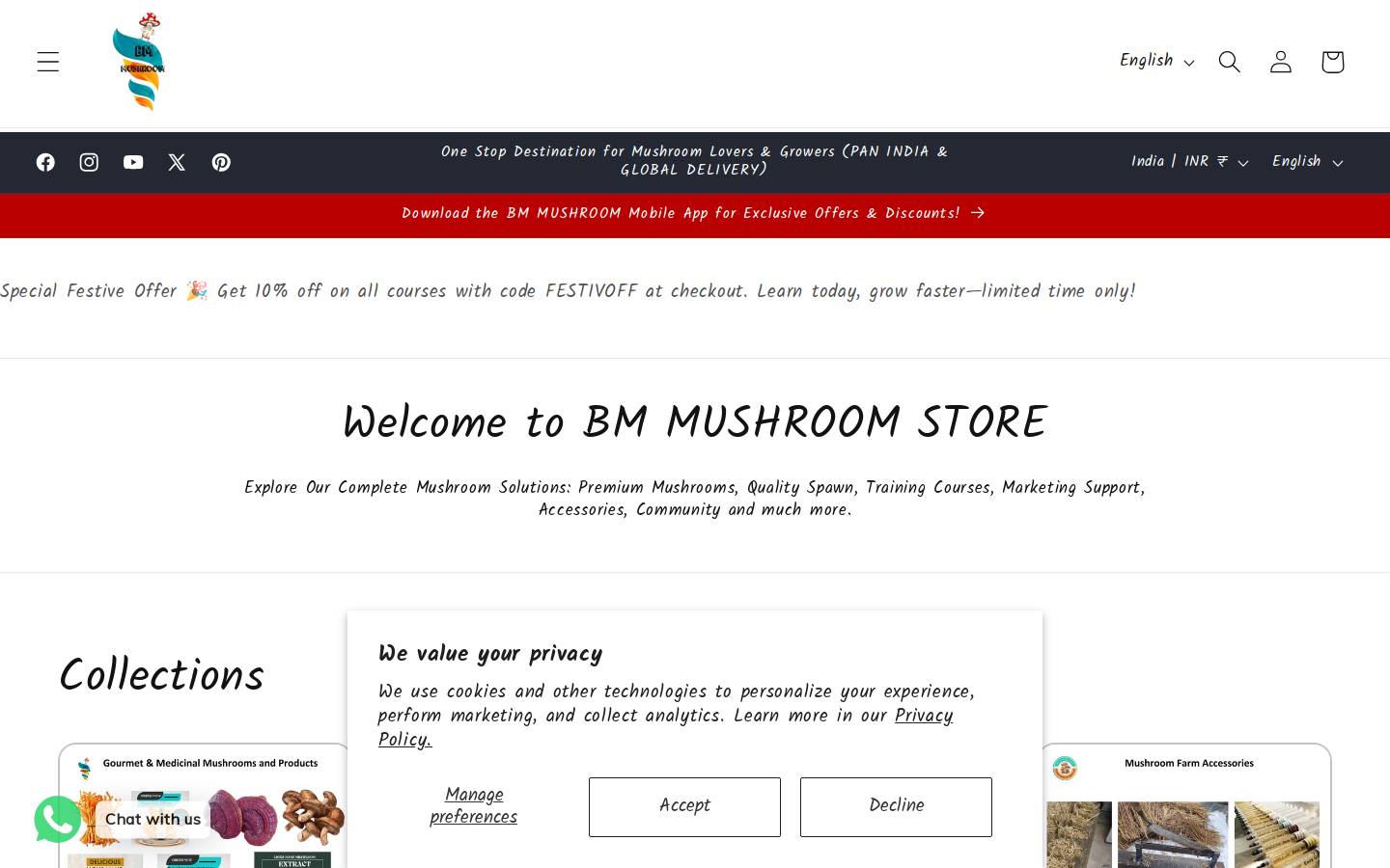 bmmushroom.shop homepage screenshot