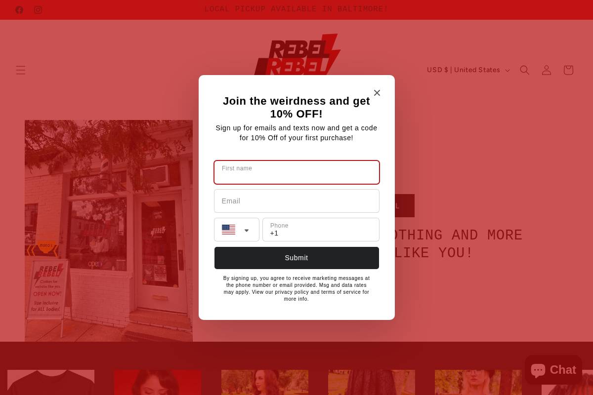 bmorerebelrebel.com homepage screenshot