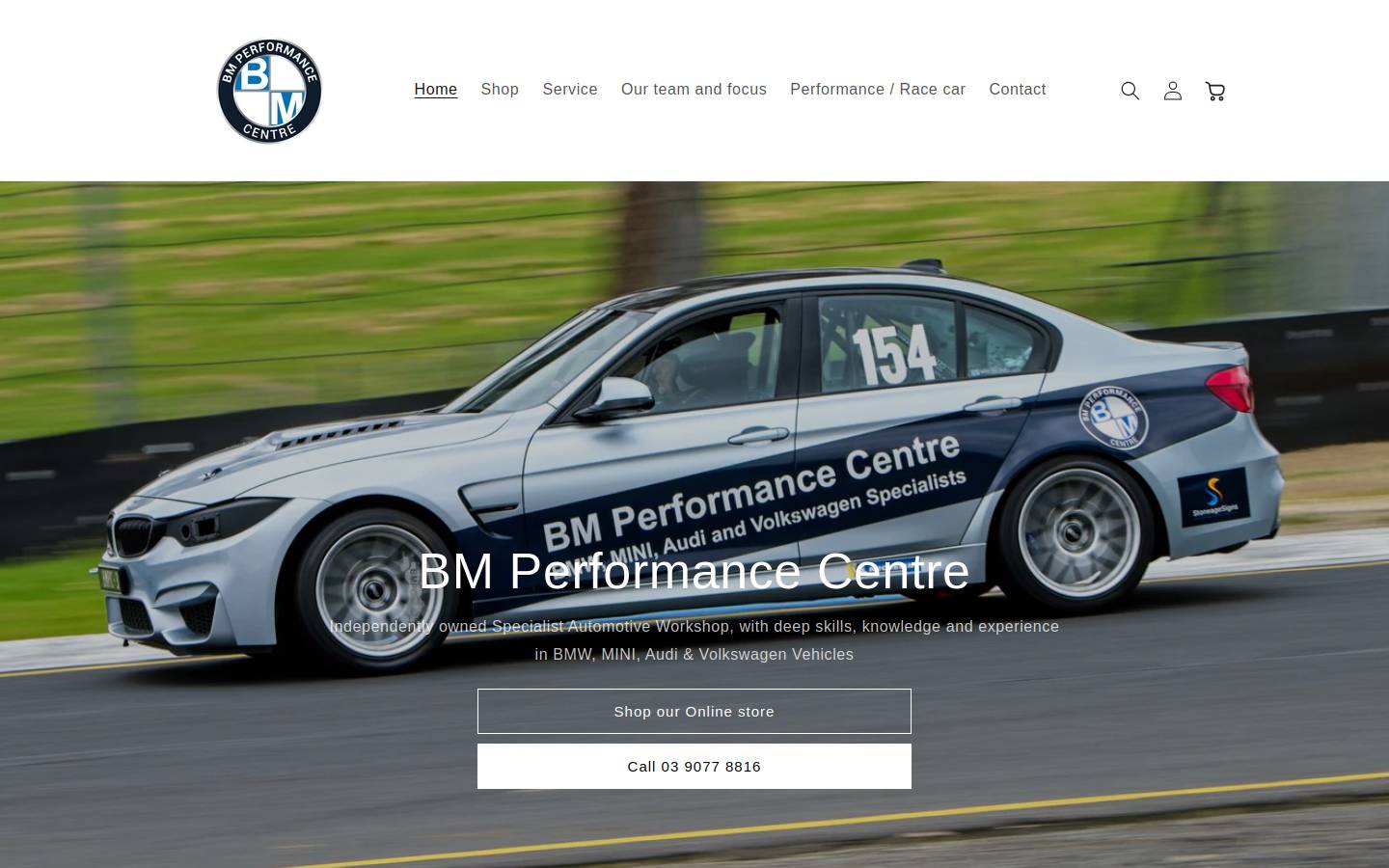 bmperformancecentre.com.au homepage screenshot